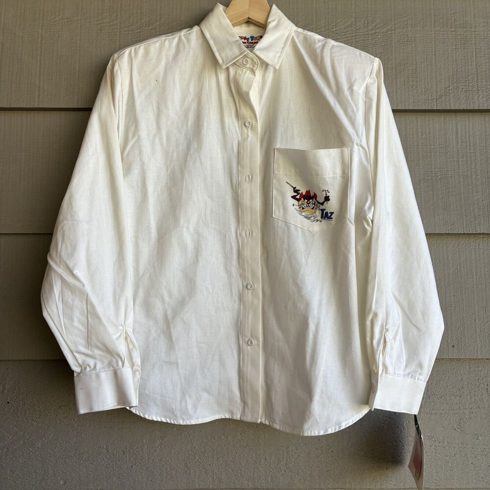 NWT Looney Tunes 1993 Wear Vintage Men's Button Up Long Sleeve Shirt Sz M - Picture 2 of 9